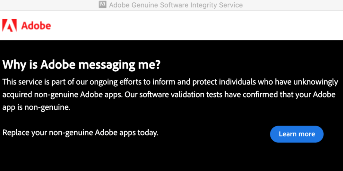 Photoshop Mac 弹出 Adobe Genuine Software Integrity Service 提示盗版  无法使用怎么办？