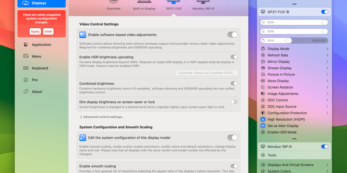 BetterDisplay Pro 2.1.3 中文版 Mac显示器增亮设置增强工具