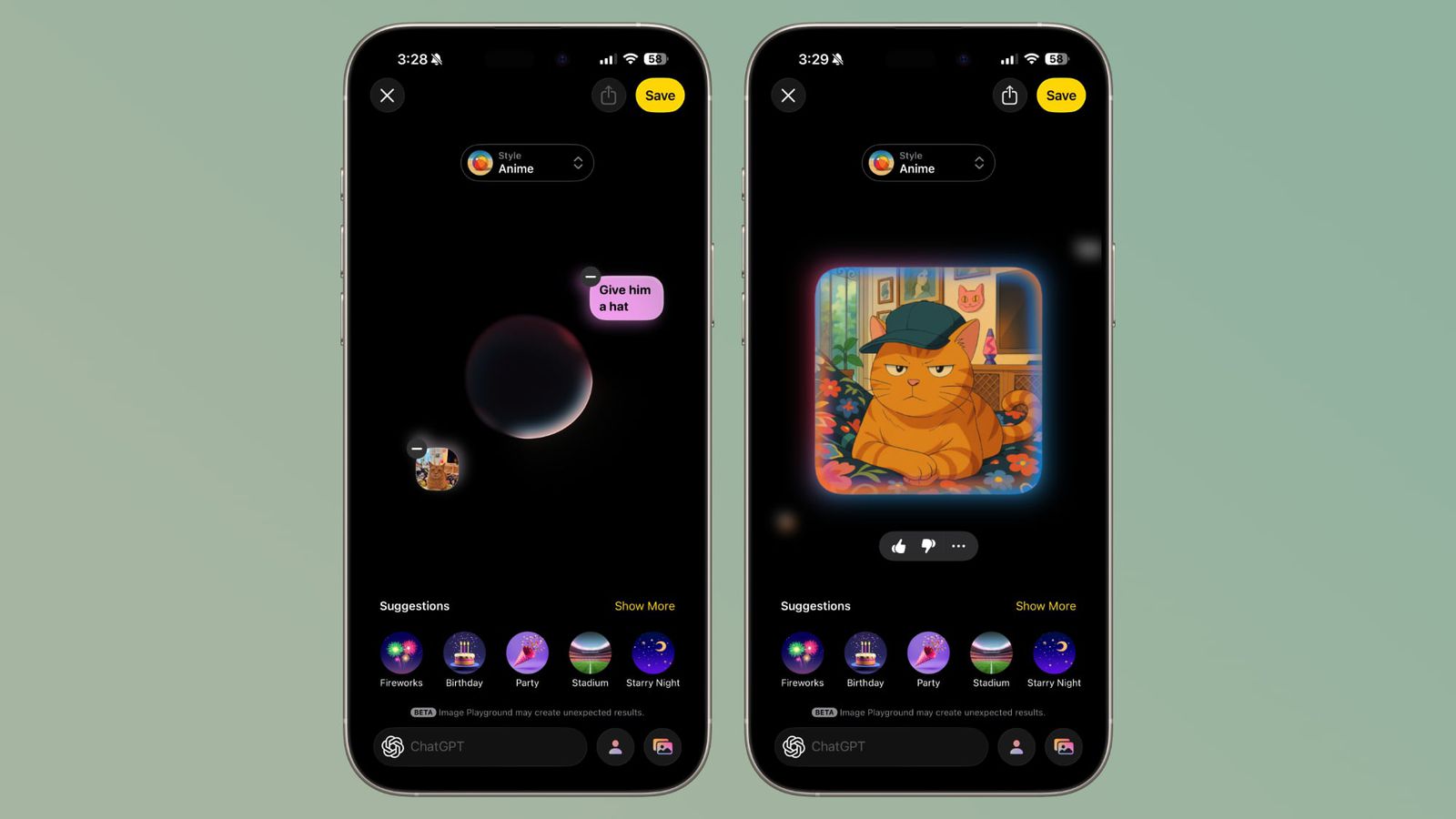 ios 26 image playground text combo